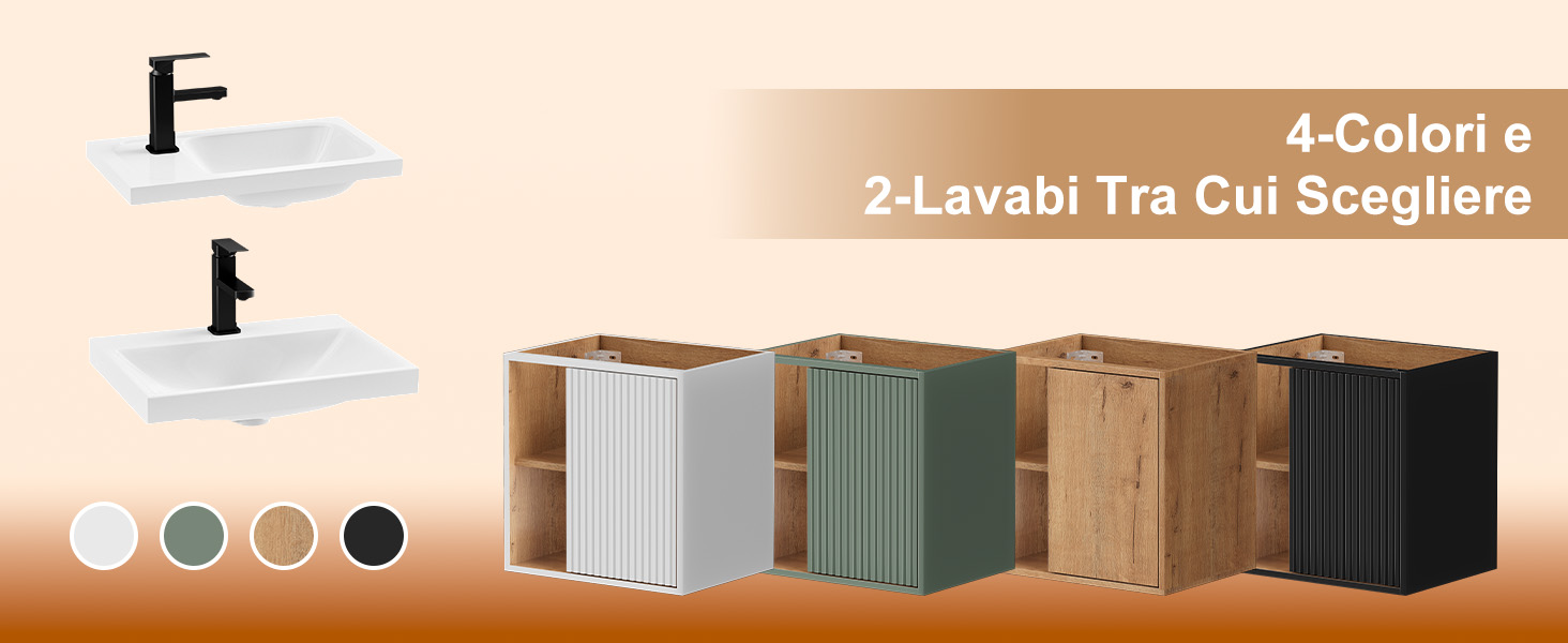 Vetrina del prodotto con punti che indicano le opzioni di colore, che mostra quelli che sembrano essere mobili o accessori per la casa in varie configurazioni.