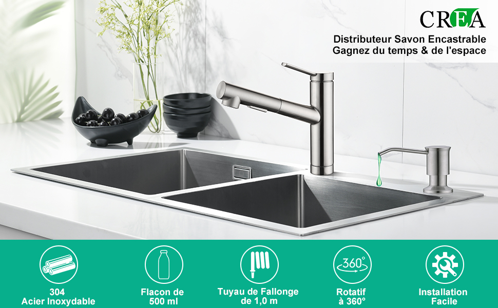 Faustina Distributeur De Savon Encastrable, Distributeur Savon Evier Cuisine, Distributeur Savon Integre Avec Bouteille 500ML Et Ensemble De Rallonge De 1,0 M, Recharge Du Haut, Noir -Wenko || Grohe || HOMCOM Soldes AAHKMJXYDAFdJAOAIMEbOAchlkWZ0oakZn uVZ0mPidMNbILvCvspZ4oG3fPgIqc1P26RdPiG8KHKUtblW5 ULKvLD1OHzwX