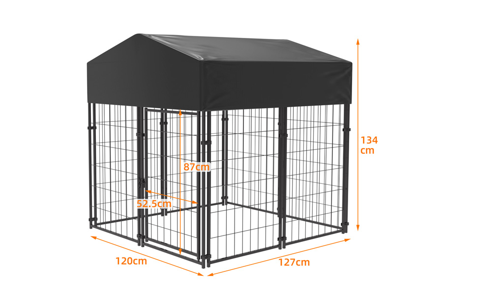 Canile da Esterno con Tetto Robusto Sicuro con Serratura Box Gabbia Protezione Recinzione per Cani