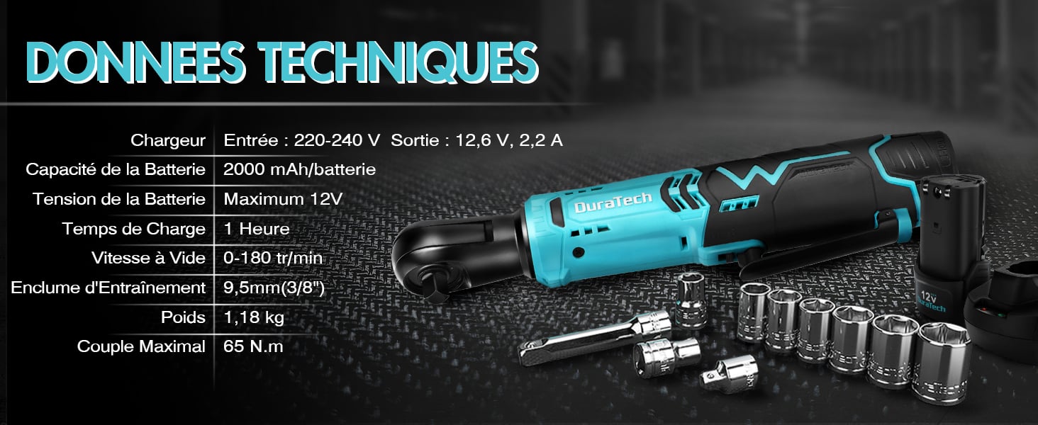 Clé à cliquet 12V sans fil Batavia Incl. batterie 2.0Ah + chargeur