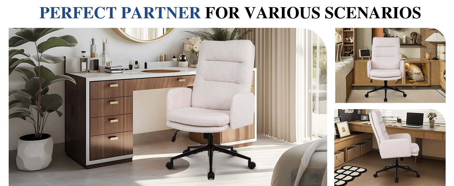a chair with a desk and a chair with a desk and a mirror in the background.