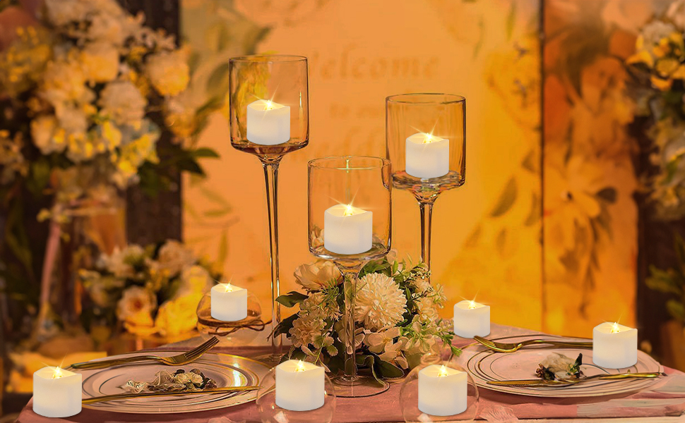 24 Bougies LED à Flamme Vacillante - Forme Cœur Et Cylindre - Piles Incluses - Pour Décoration Mariage, Noël, Fêtes (multicolore) - 9