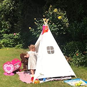 Tenda per bambini pieghevole per interni Tipi bambino con tappeto e finestra, Starlight, per soggiorno, camera dei bambini, camera da letto, campeggio ( giallo