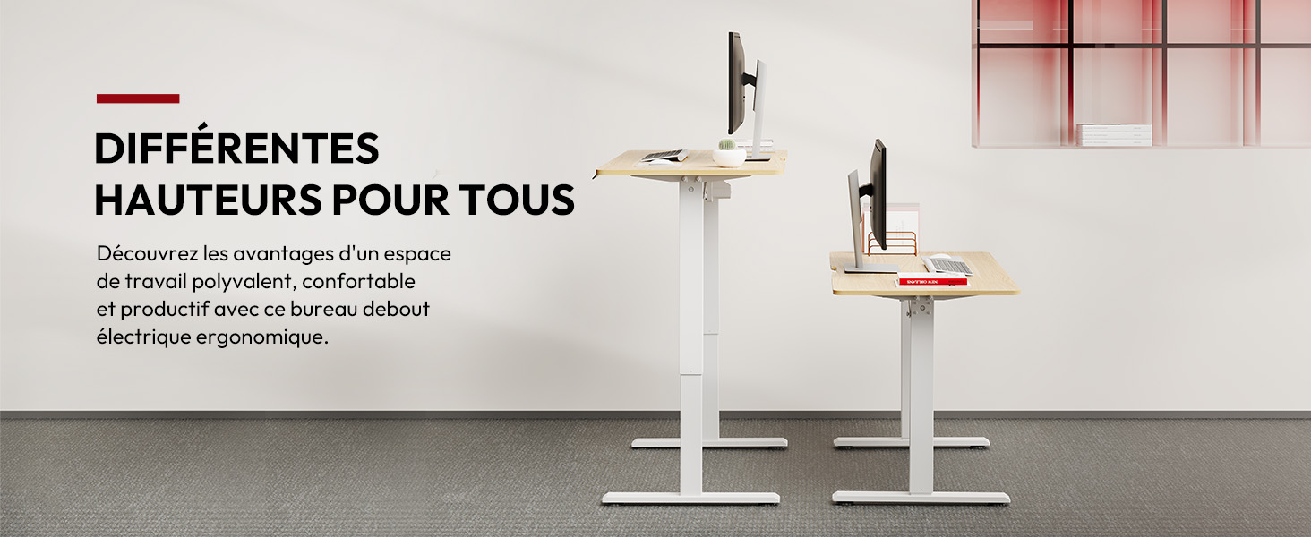 réglable en hauteur en blanc. Favorise un espace de travail confortable et productif grâce à un mécanisme de réglage électrique de la hauteur.