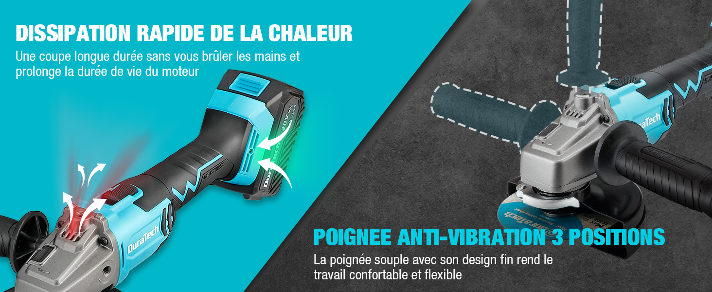 Meuleuse D'angle Sans Fil Litheli 125 Mm - Batterie 20V 4Ah, Moteur Sans Balais, 2500-8500 Tr/min | Pour Bricolage, Coupe, Meulage