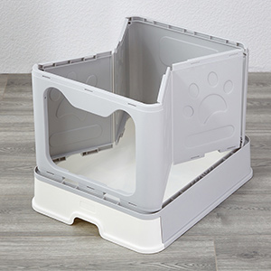 Bac à Litière Pour Chat XXL Fermé En Acier Inoxydable - 48,5x38,3x38,5 Cm, Avec Pelle Et Repose-pied
