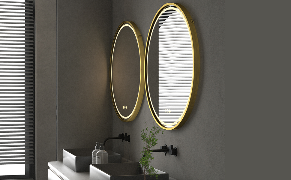 Specchio da bagno LED rotondo da 60 cm con luce e antiappannamento