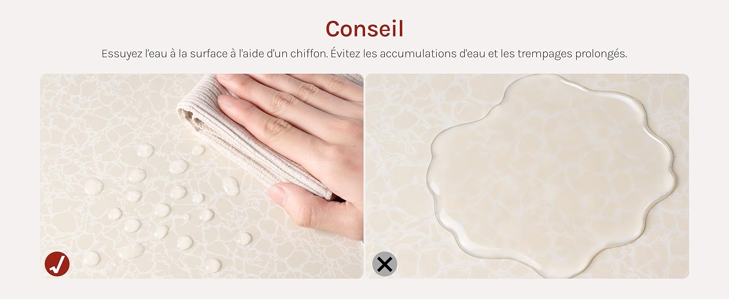 Le texte se lit comme suit : « Conseil ». Démonstration en gros plan de la pression ou du roulement des doigts sur une surface de couleur claire, montrant les étapes de la technique.