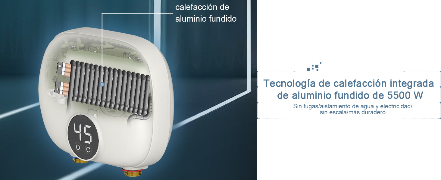 Calentador de Agua Electrico Instantaneo 220v 5500w Termo Electrico 3  Segundos de Calor Rápido Calentadores Eléctricos con Indicador LED de  Temperatura para Cocinade Baño (Quadrato) : : Bricolaje y  herramientas