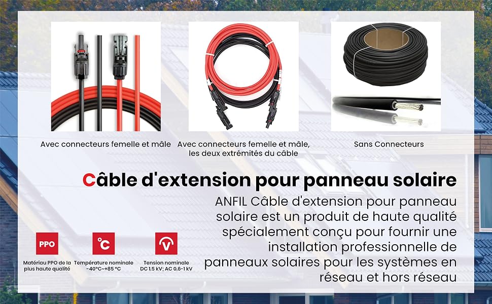 Câble d'extension pour panneau solaire