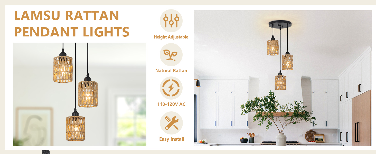 rattan pendant light, dining room light fixture