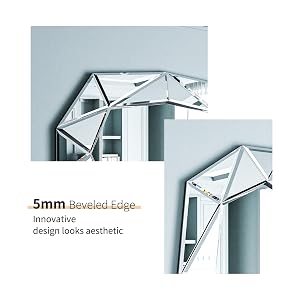 Artloge Specchio da Parete Decorativo Grande Specchio Decorativo Art 3D di Lusso HD Vetro