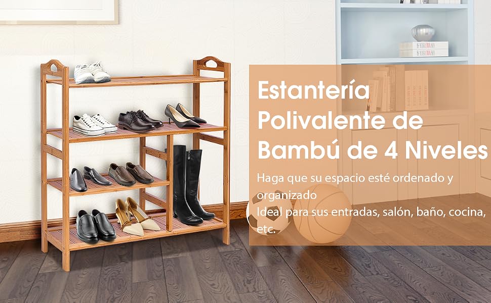  Estante de Zapatos de Bambú
