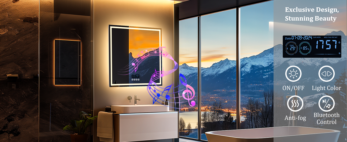specchio Bagno con Luce Specchio Bagno LED con Bluetooth 3 Temperature Colore Dimmerabile 