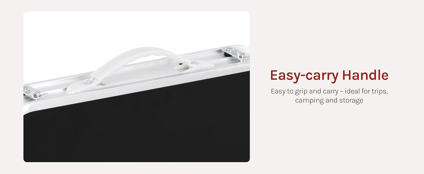 Text reads 'Easy-carry Handle'. White and black rectangular carry case or storage container shown from angled top view on light background.