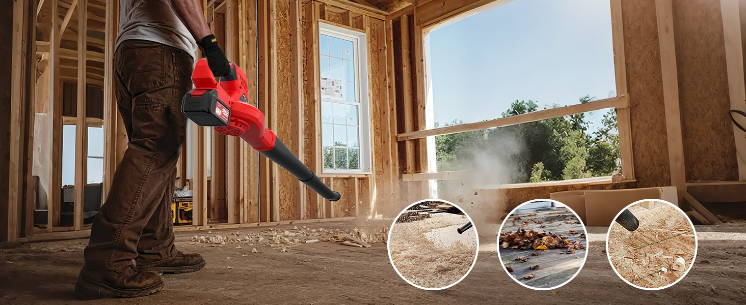Scène de construction ou de rénovation montrant la charpente en bois et le processus d'installation du plancher, avec trois icônes circulaires mettant en valeur les différentes étapes des travaux.