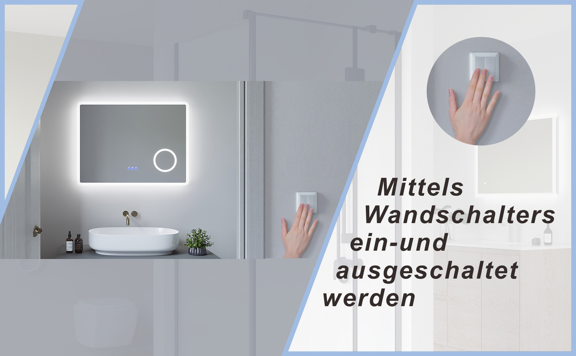 LED Badspiegel Beleuchtet mit Kosmetikspiegel 80x60cm BORAS Typ D