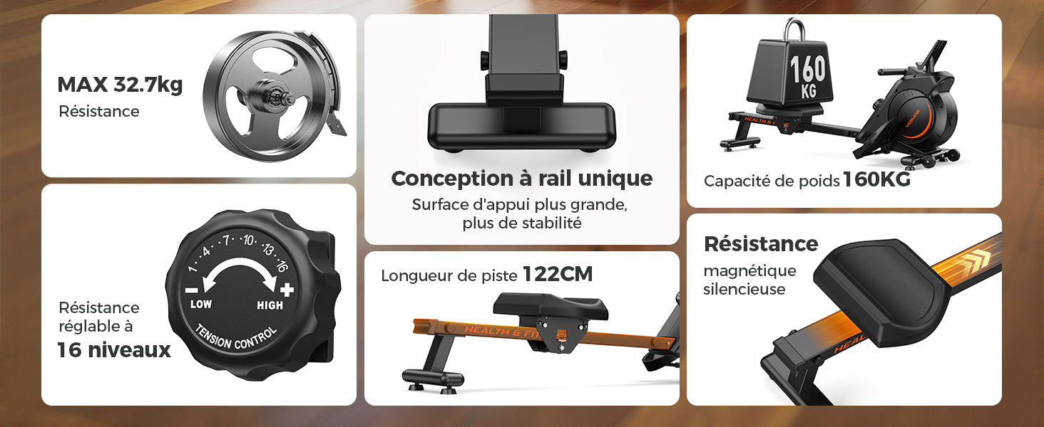 Schéma du produit montrant la configuration de la caméra avec plusieurs composants, notamment un système de rails, un adaptateur secteur et divers accessoires de montage. L'illustration technique montre les étapes d'installation et d'assemblage.