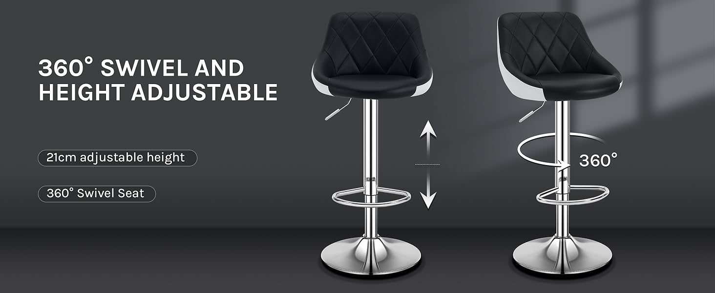 a bar stool with a black seat and a black cushion.