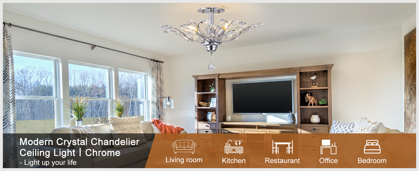 modern crystal ceiling light chrome