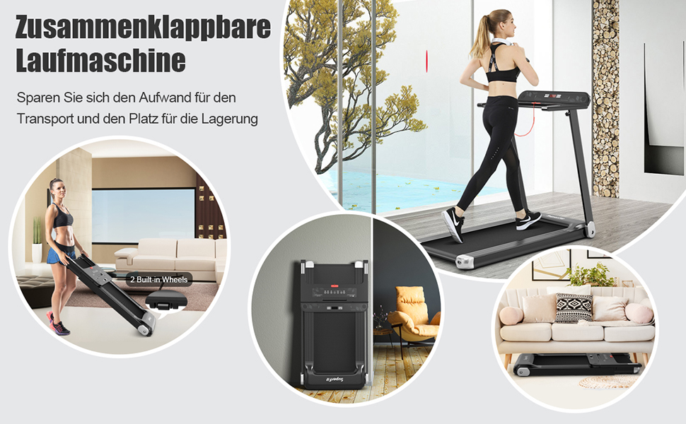 Elektrisches Laufband App-kontrolliert | Bluetooth | 3 Modi LED Display | klappbar 