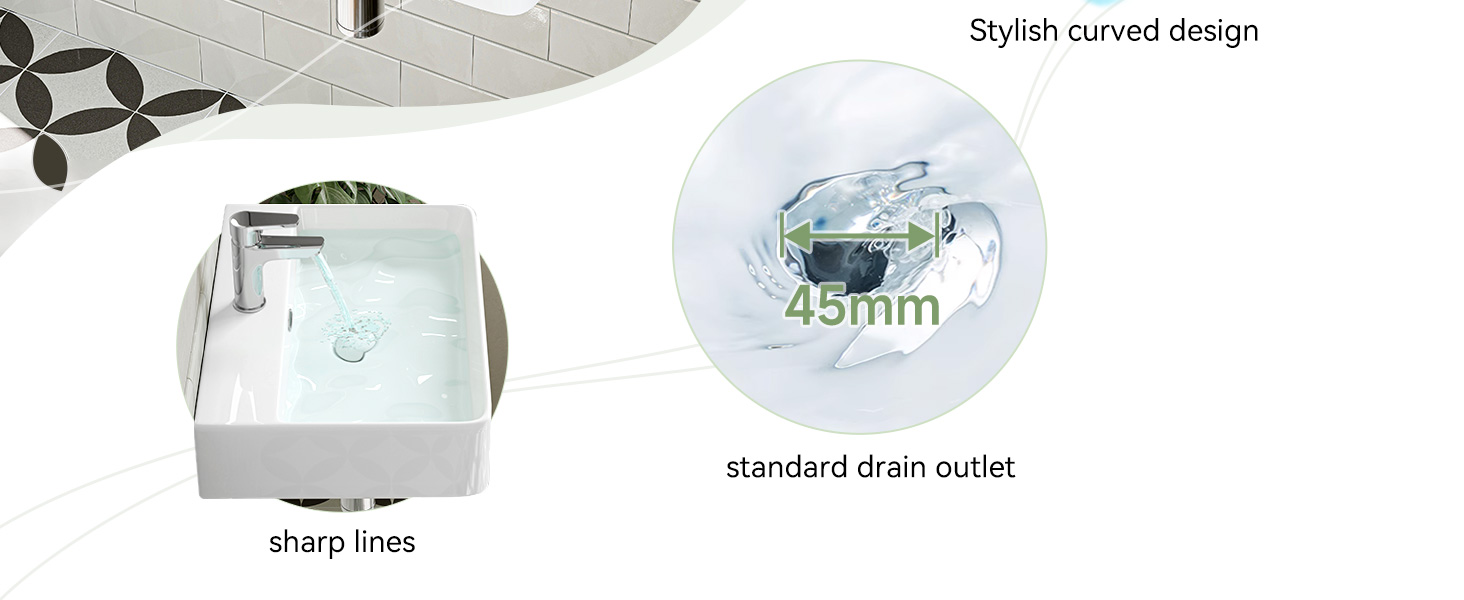 Text reads 'Stylish round design' and '45mm'. Technical diagram showing circular design specifications and measurements.