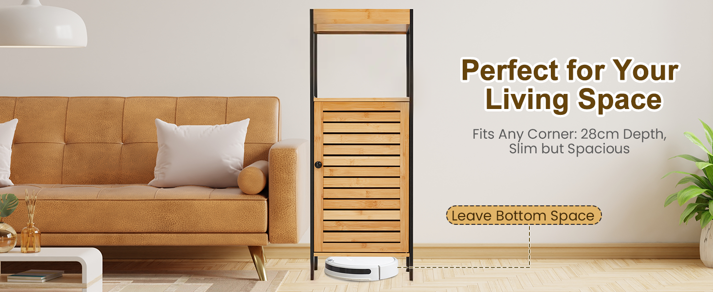Text reads 'Perfect for Your Living Space' and 'The best Corner Jhoola design with full functionality' and 'Explore Buttoni Space.' Tan wooden corner swing chair with cream cushions displayed in living room setting.