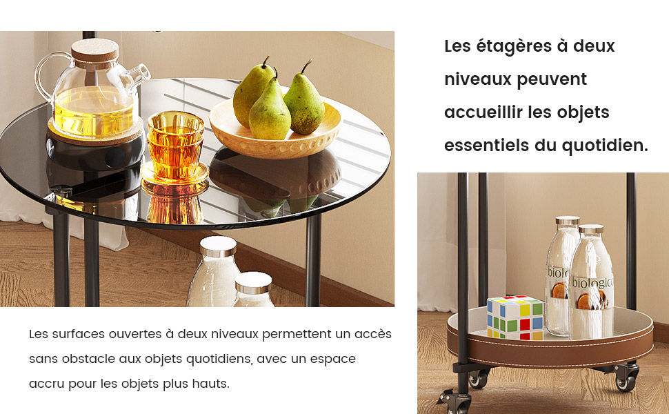 Table d’appoint Ronde avec Plateau en Verre