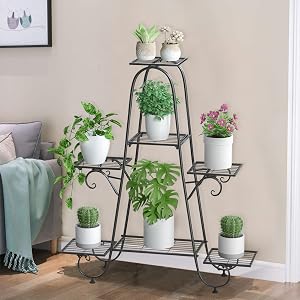 7 Tier Metal Plant Stand, Tiered Flowers Pot Display Ladder Shelves