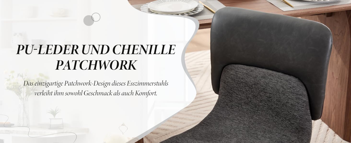Sichtbarer Text: „PFEFFER UND CHENILLE“, Nahaufnahmen von etwas, das wie Handwerks- oder Kunstbedarf aussieht, auf mehreren Panels.
