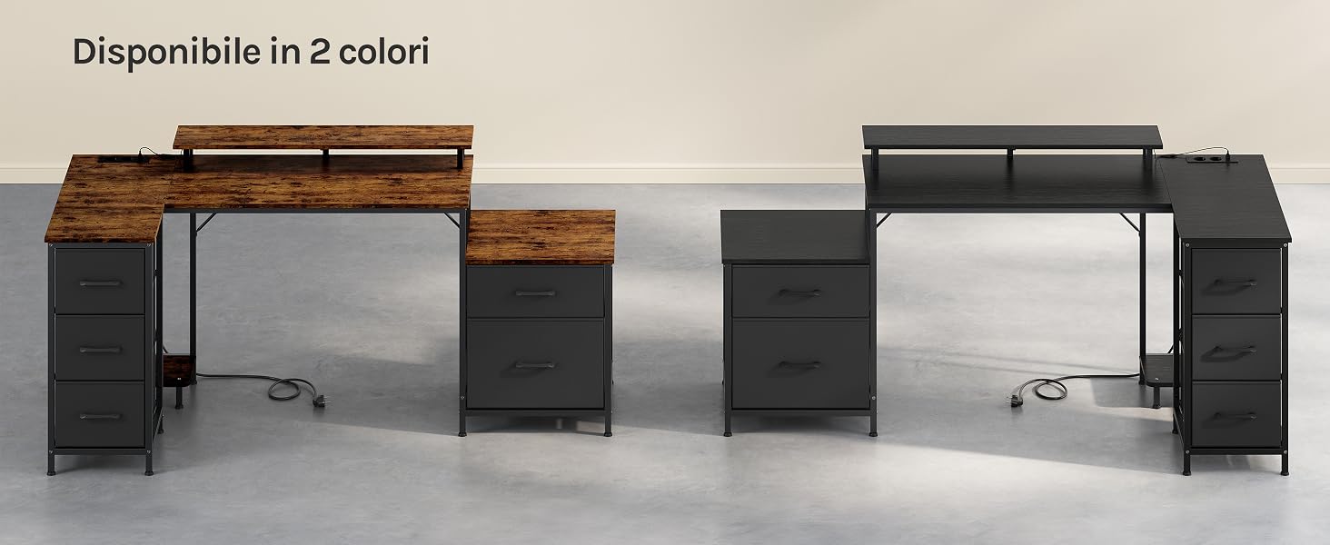 Il testo dice 'Disponibile in 2 colori'. Serie di panchine da esterno moderne presentate in un ambiente minimalista con pavimento in cemento, che presentano diverse configurazioni e disposizioni.