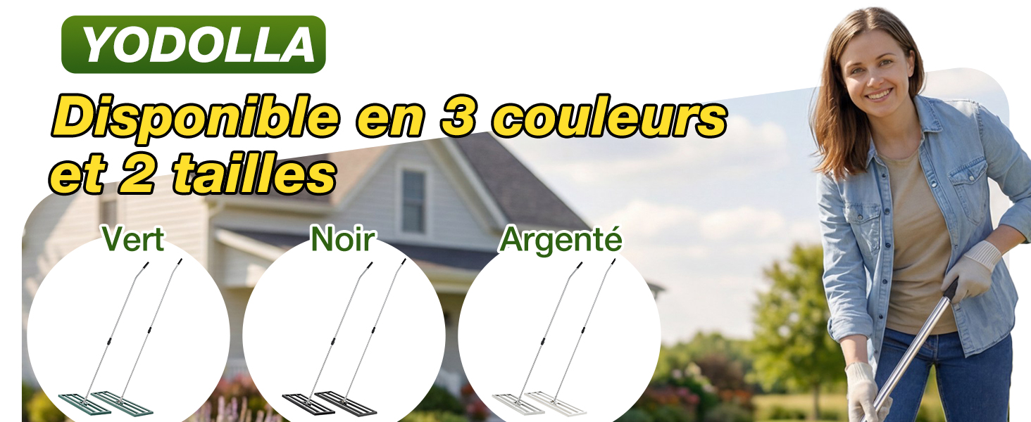 Le texte indique « Image 4 » et « YODOLLA ». Image composite montrant des personnes en extérieur avec une superposition de texte indiquant les options de couleur et de taille.