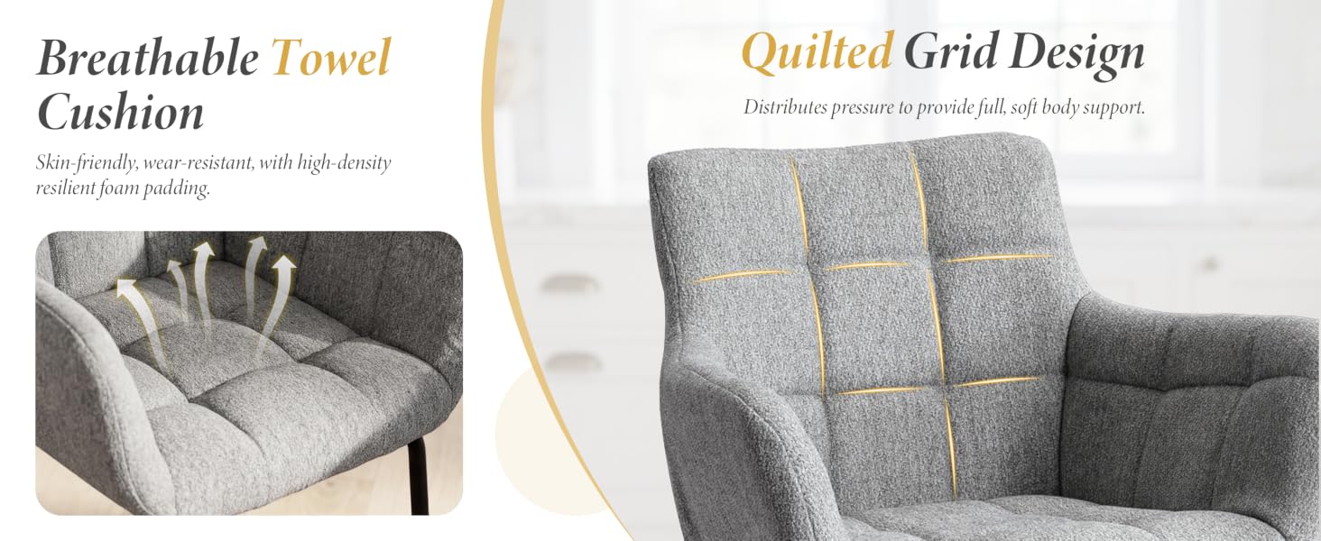Text reads 'Breathable Linen Cushion' and 'Linen Grid Design'. Gray linen cushion swatch displaying woven textile pattern and material texture detail.