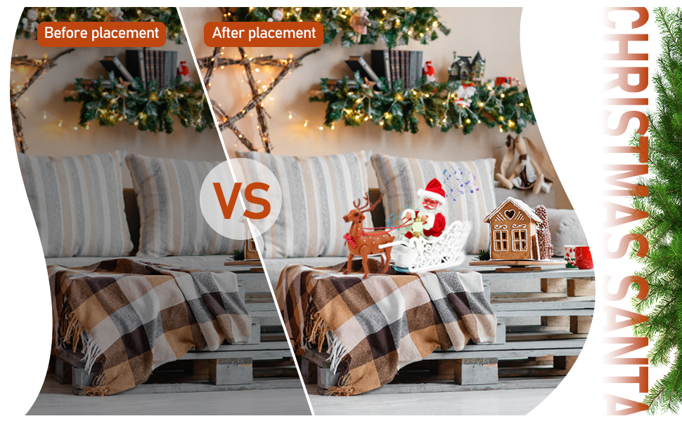  Père Noël Électrique avec Rennes et Traîneau