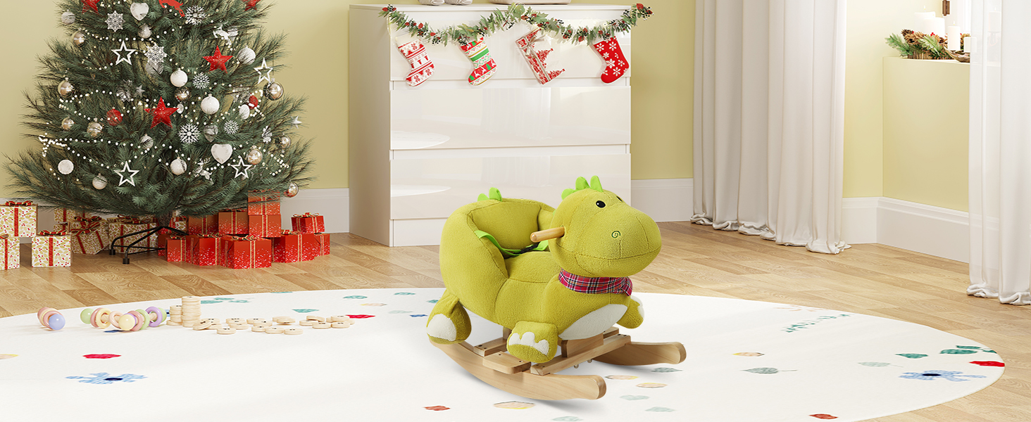 WOLTU Baby Rocking Plush Dinosaur Rocking Chair Rocker Toy Green