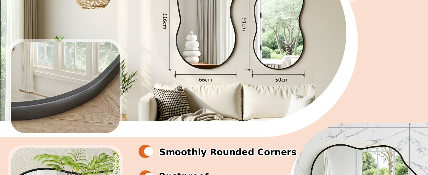 Text reads 'Smoothly Rounded Corners' with bright interior home scenes showing windows and natural lighting.