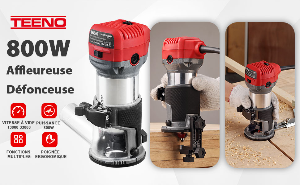 TEENO Défonceuse Affleureuse Électrique 800W 24