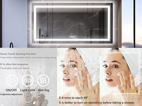specchio Bagno con Luce Specchio Bagno LED con Bluetooth 3 Temperature Colore Dimmerabile 
