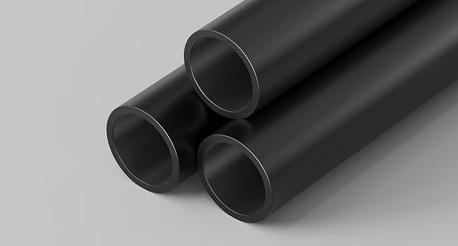 Viste multiple di un oggetto nero cilindrico o tubolare mostrato su uno sfondo grigio da diverse angolazioni.