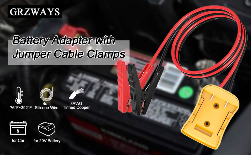 Jumper Cables for Car with Adapter Compatible with DE.WALT 20V Batteries