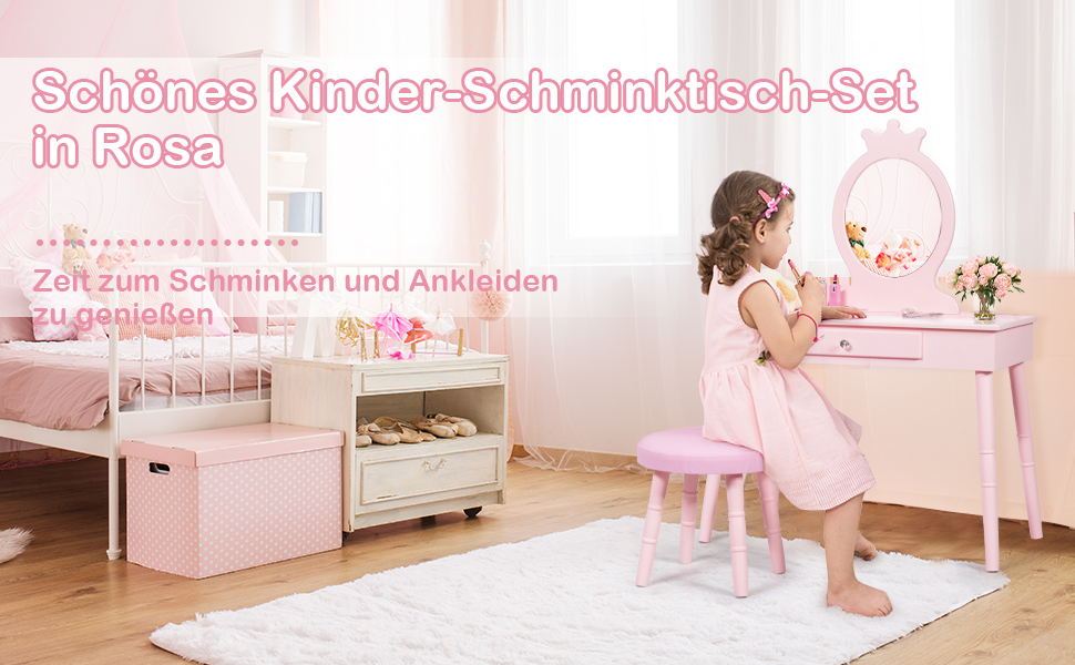 kinderfrisiertischschminkset, prinzessinwaschtischset, kinderfrisierkommode, schminktisch