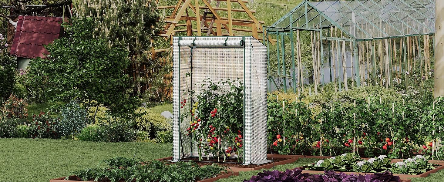 Struttura pergolata da giardino a traliccio bianco in un orto con piante rampicanti e vegetazione