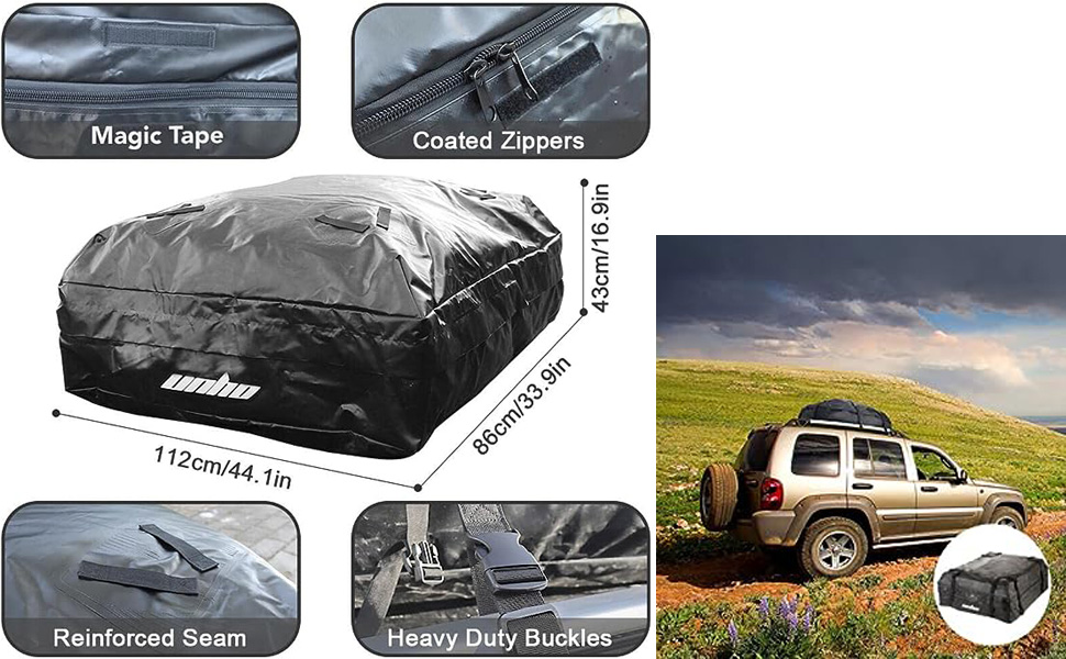 Borsa Da Tetto Per Auto Impermeabile, Box Da Tetto Auto 8 cinghie larghe e resistenti e fibbie