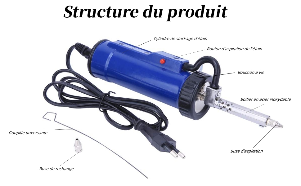 ADT-3 Ventouse à Souder Électrique 220V/30W, Fer de Pompe à Dessouder Sous Vide Électrique