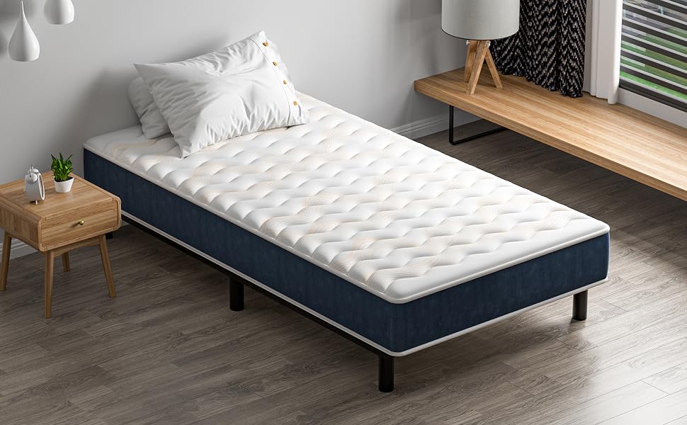 Ensemble Composè,Matelas à Ressorts ensachés+robuste cadre de lit