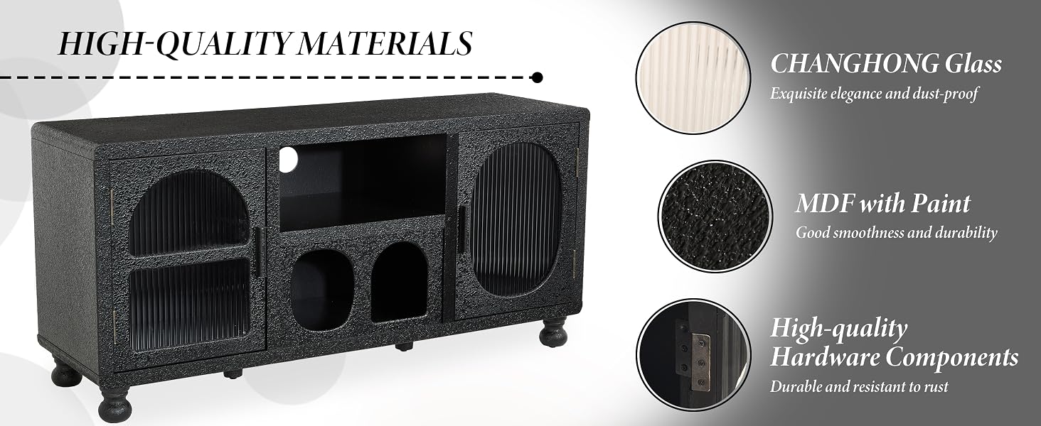 Text reads 'HIGH-QUALITY MATERIALS' and 'CHANGMING Class'. Technical product specifications or features displayed in dark panels with white text.