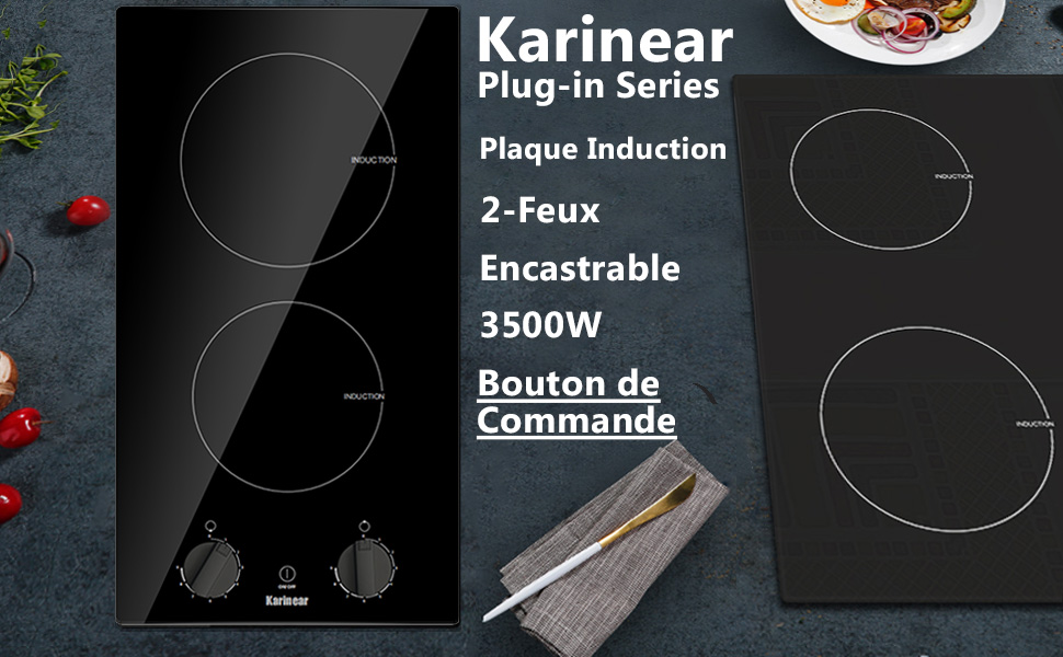 Ehskzjh Plaque Induction 4 Feux Encastrable Avec Slide Control - 7500W