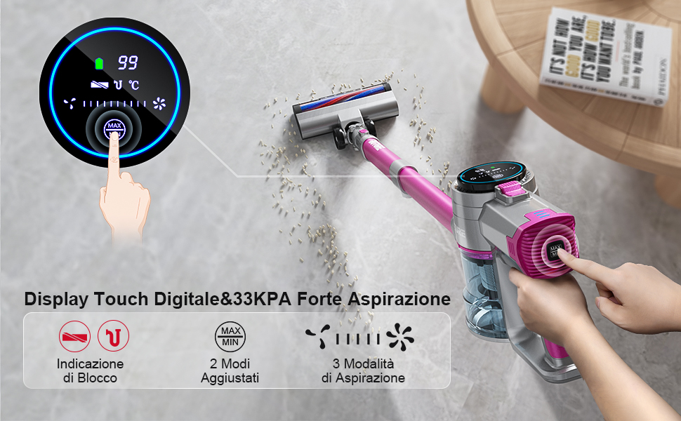 400W/33Kpa aspirapolvere senza sacco