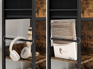 Cuffie over-ear bianche e un libro su scaffali di legno. La copertina del libro contiene testi su suoni e musica
