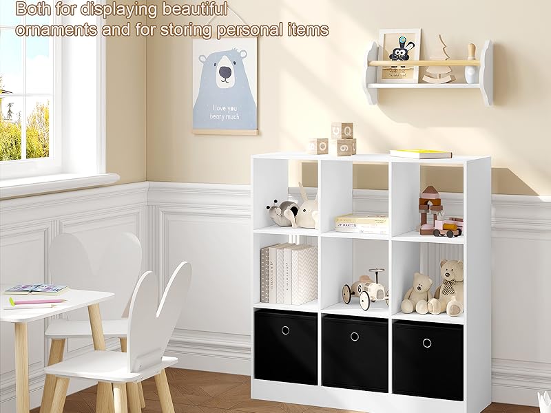 bookshelf bookcase organiser wardrobe storage display cube 3 drawers wood